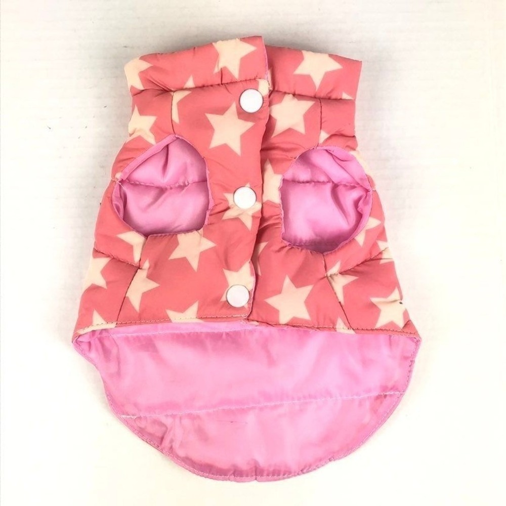 Pink White Star Puffer Dog Cat Vest Coat Size S - Picture 2 of 5